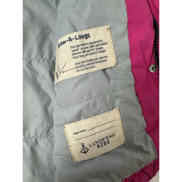 Lands' End Kids Grow-a-longs Jacket Coat L / 14 Pink Parka Fur Trimmed Hooded - Picture 4 of 11